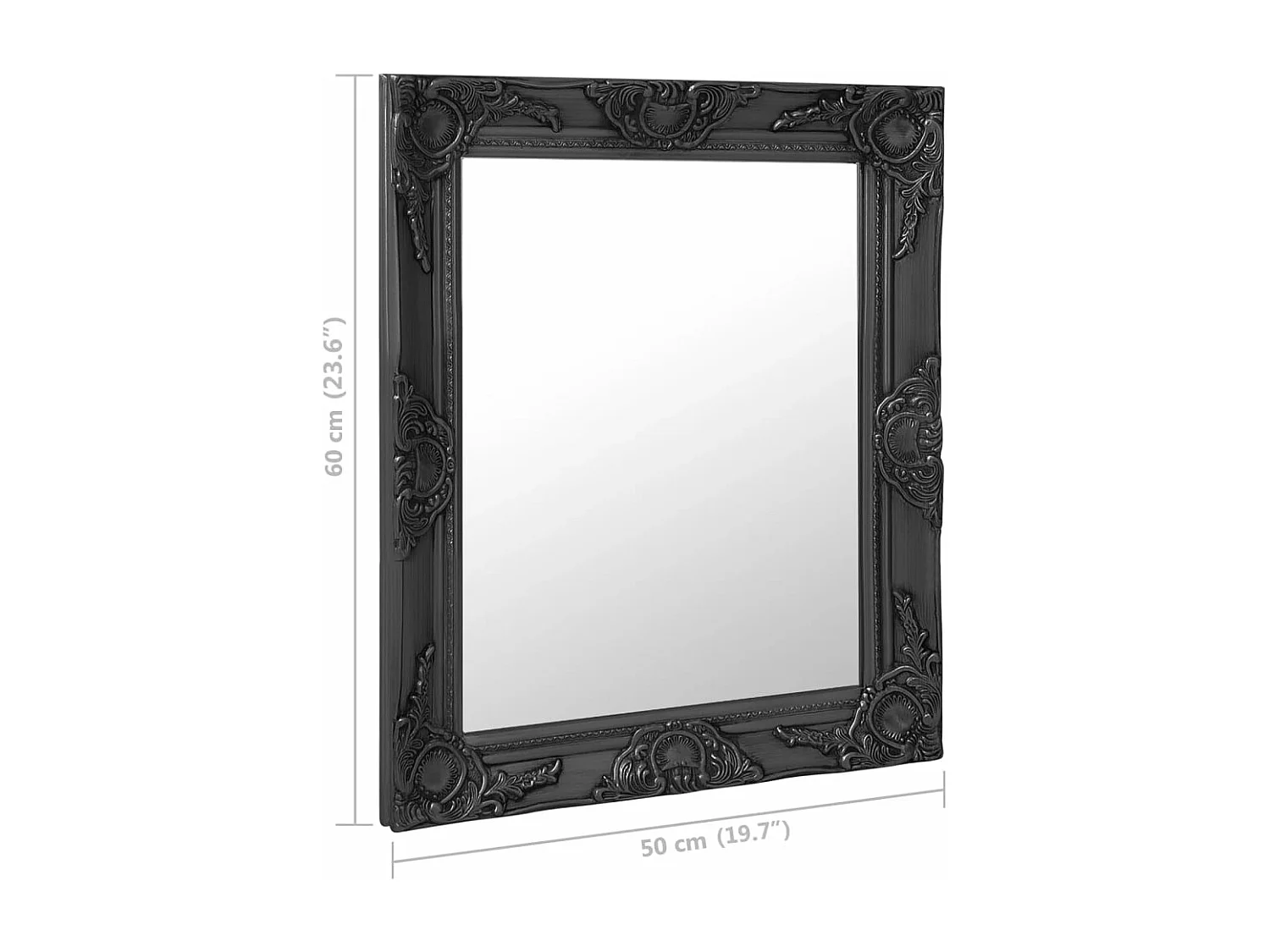 Espelho de parede estilo barroco 50x60 cm preto