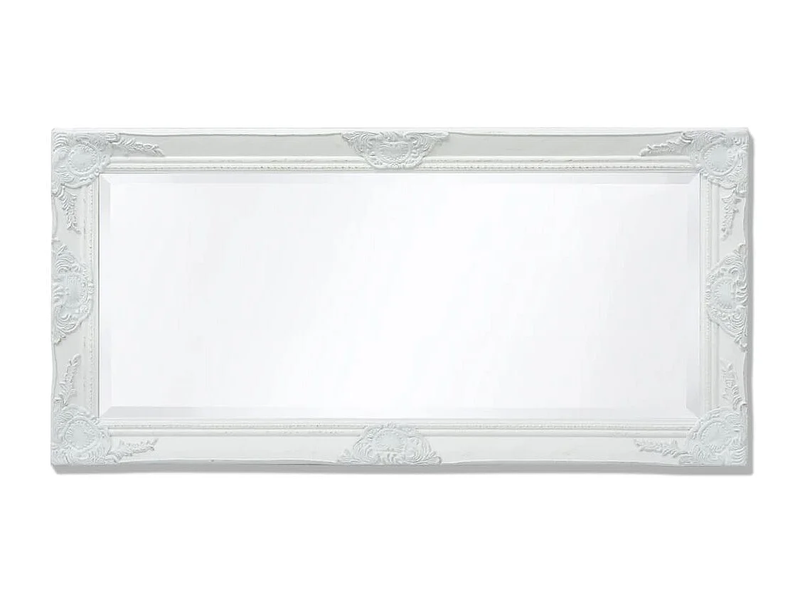Specchio da Parete Stile Barocco 100x50 cm Bianco