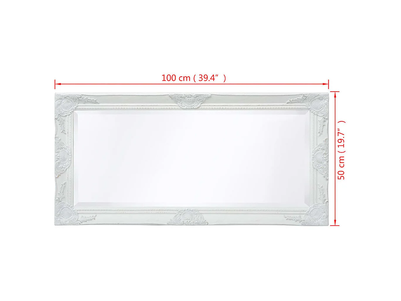 Miroir mural style baroque 100x50 cm blanc