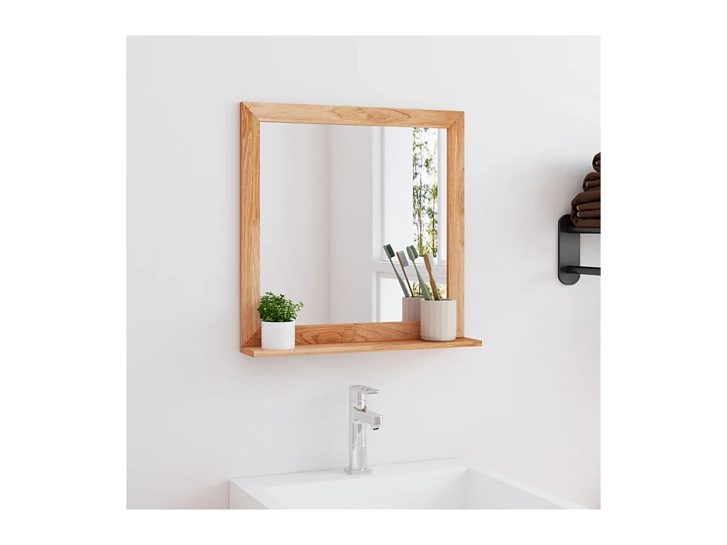 Miroir mural 55x55 cm Bois massif de noyer