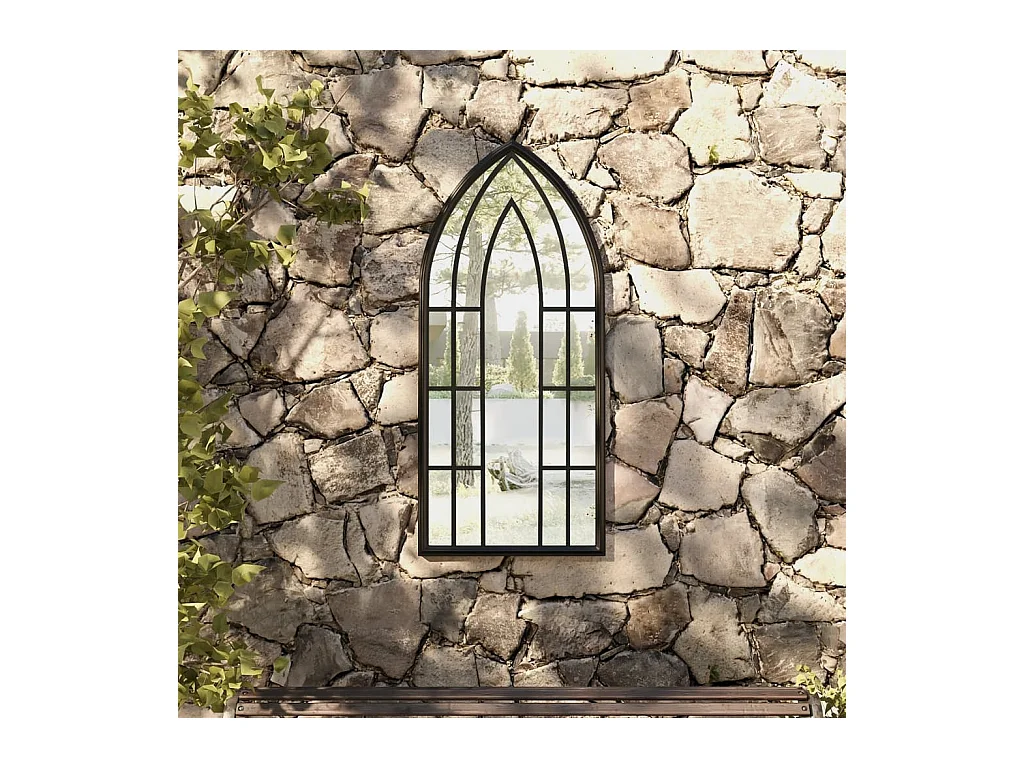 Miroir de jardin Noir 100x45 cm Fer pour utilisation extérieure