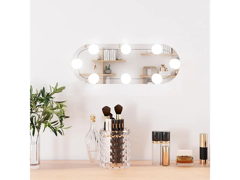 Wandspiegel met LED's ovaal 15x40 cm glas
