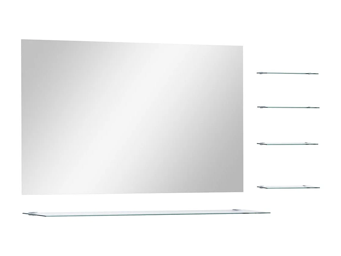 Specchio da Parete con 5 Mensole Argento 100x60 cm