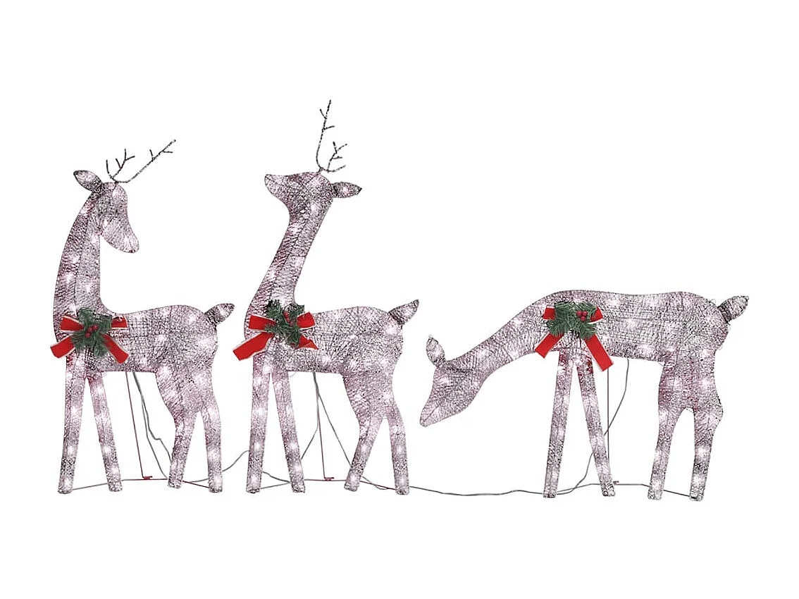 Famille de rennes de Noël 270x7x90 cm Doré Blanc chaud Maille