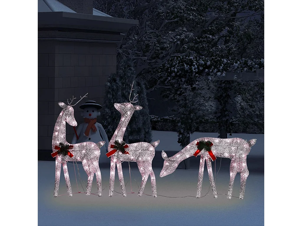 Famille de rennes de Noël 270x7x90 cm Doré Blanc chaud Maille