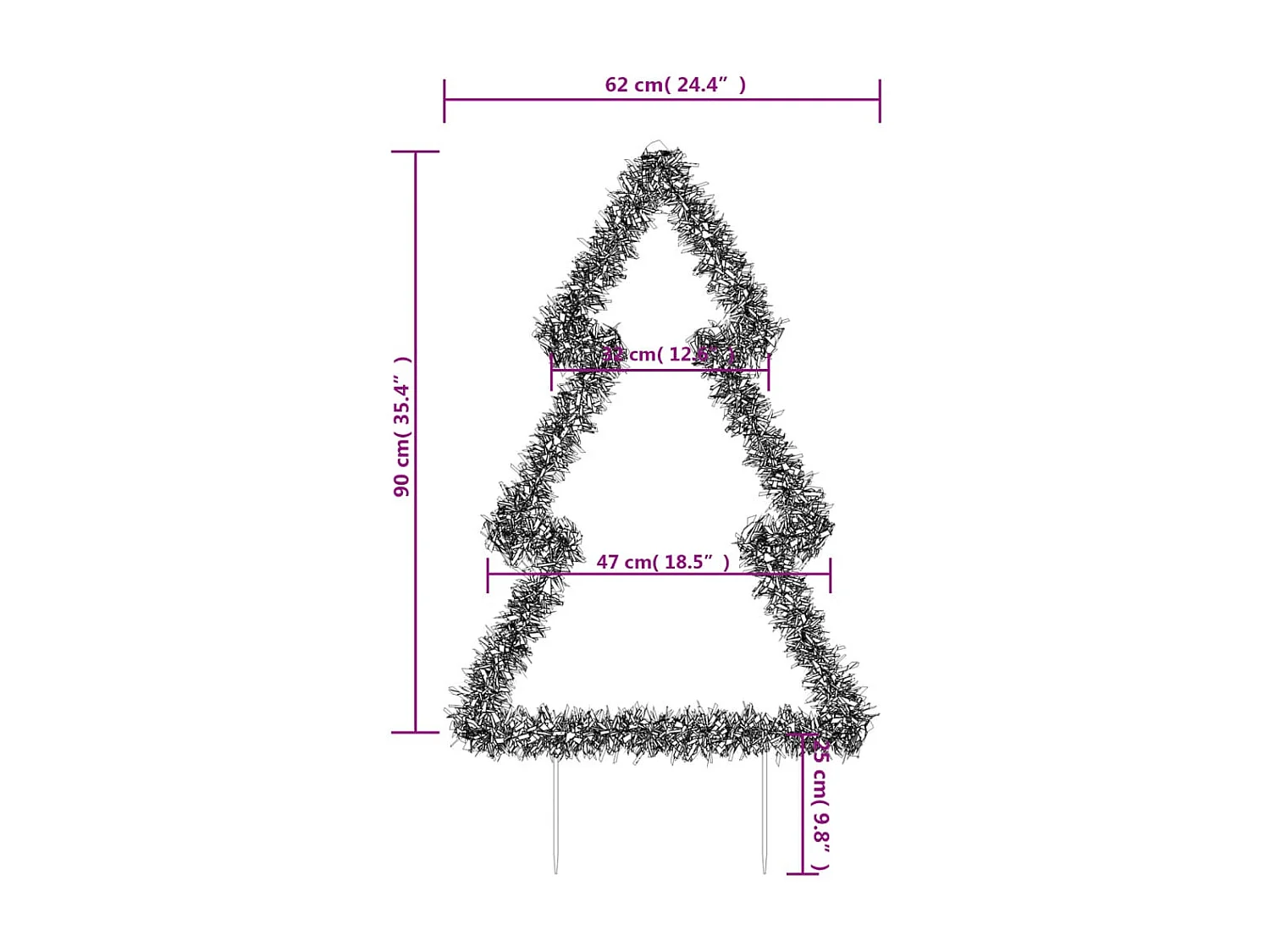 Décoration lumineuse arbre de Noël avec piquets 115 LED 90 cm