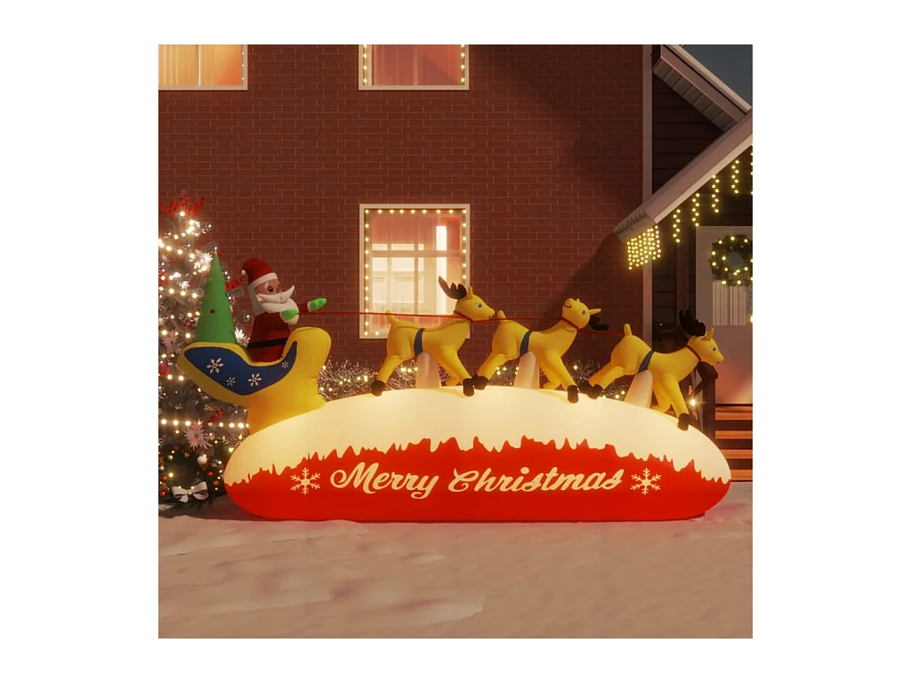 Opblaasbare kerstman en rendieren LED-decoratie 145 cm