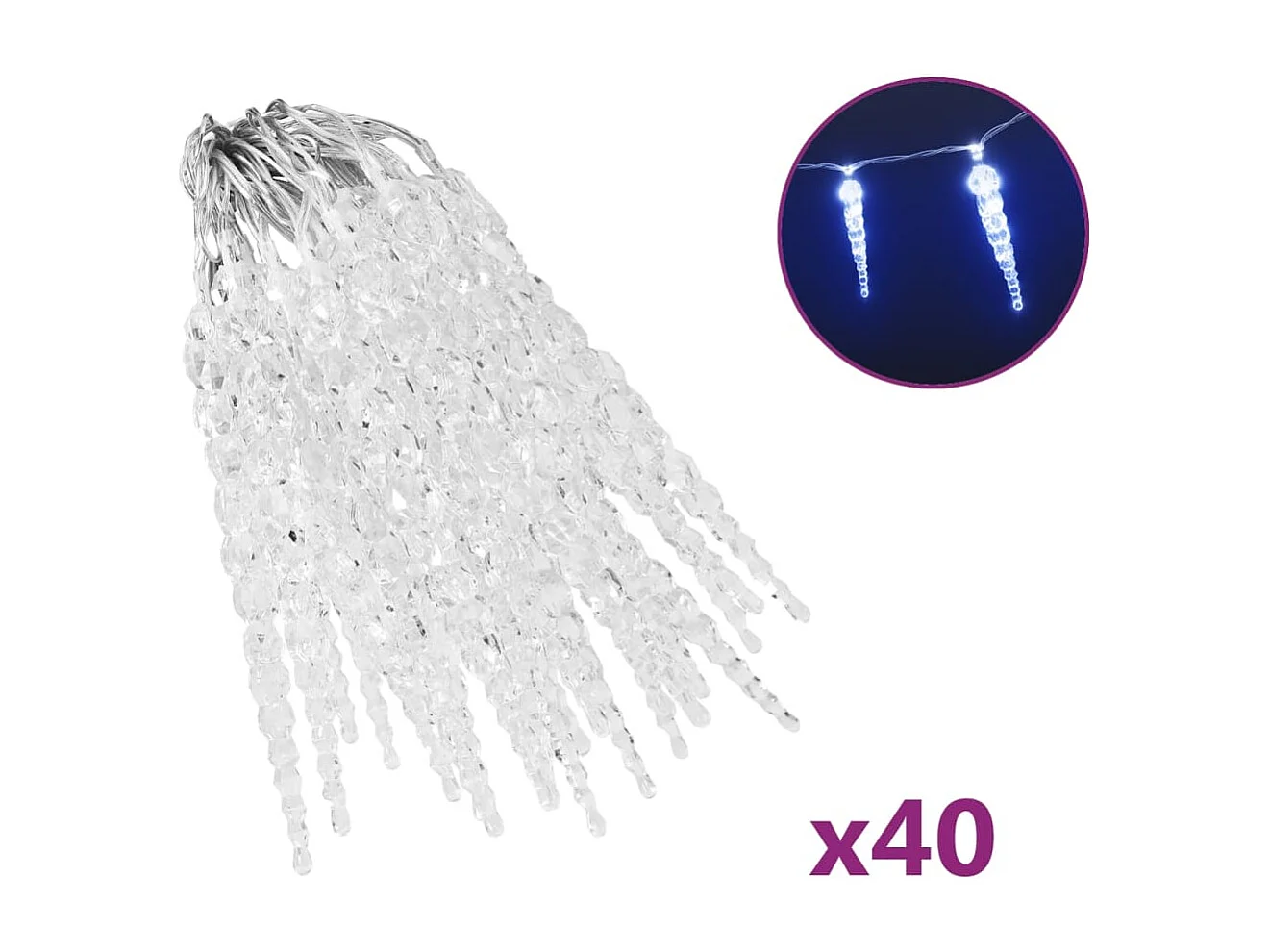 Guirlanda de luz de gelo de Natal 40 unidades Acrílico Azul