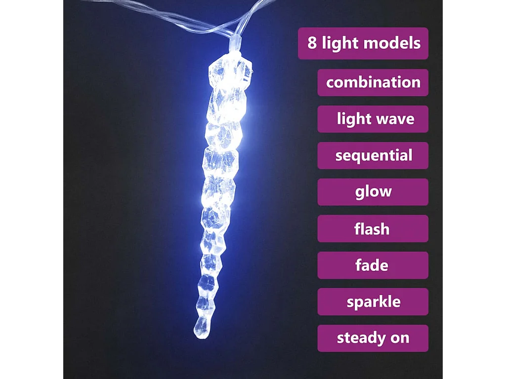 Guirlanda de luz de gelo de Natal 40 unidades Acrílico Azul