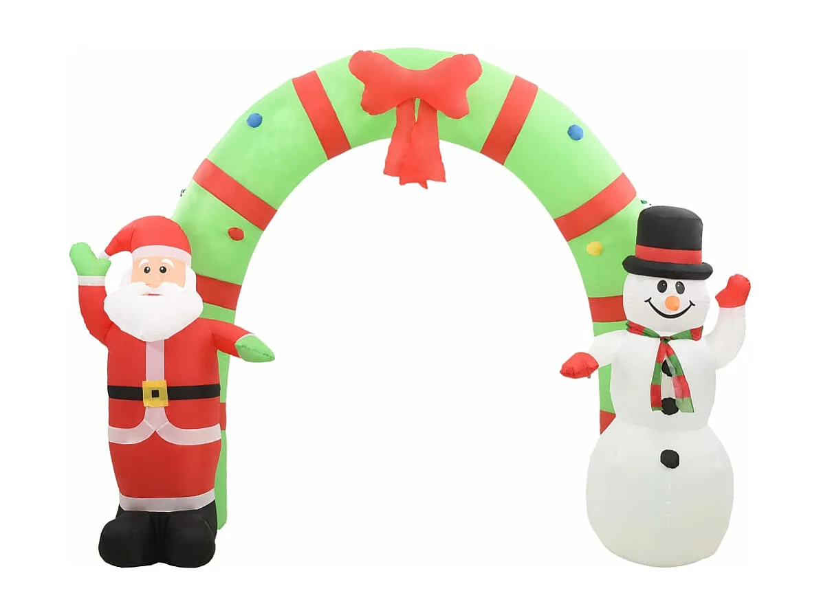 Arco hinchable con Papá Noel y muñeco de nieve LED 223 cm