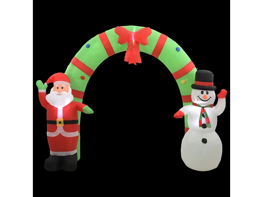 Arco hinchable con Papá Noel y muñeco de nieve LED 223 cm