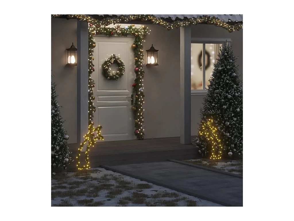 Décoration lumineuse météore de Noël avec piquets 80 LED 62 cm