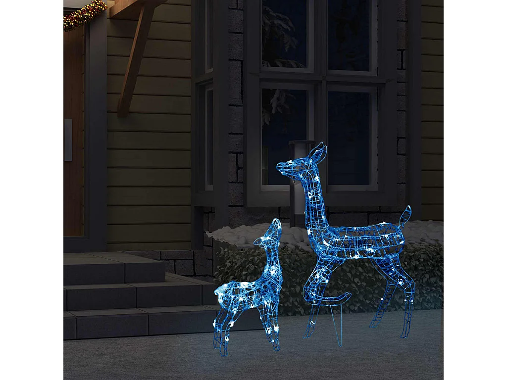 Decoración familiar de renos Acrílico 160 LED azul
