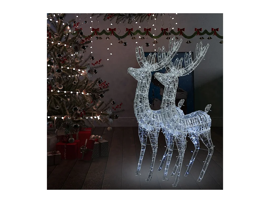 Renna natalizia XXL in acrilico 250 LED 2 pezzi 180 cm Bianco freddo