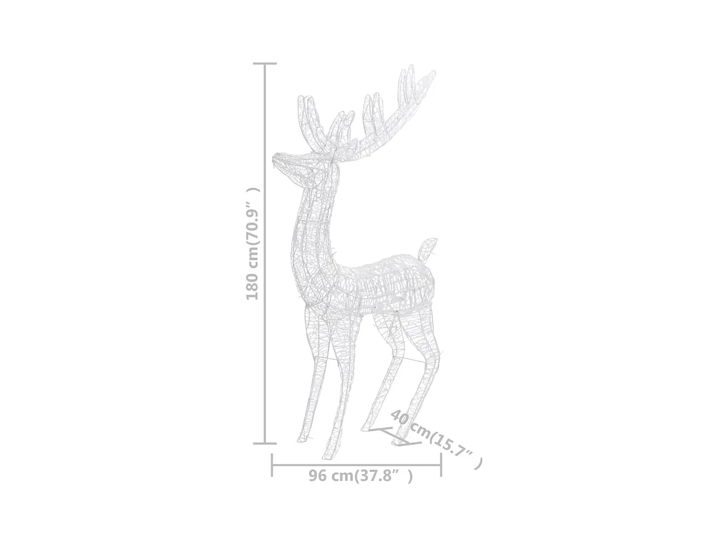 XXL Weihnachts-Rentier, Acryl, 250 LEDs, 2 Stück, 180 cm, Kaltweiß