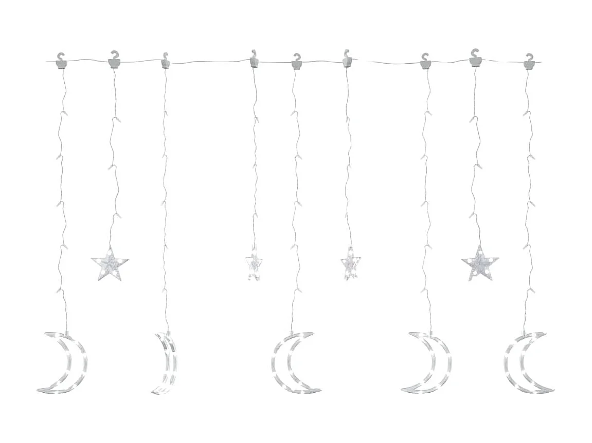 Guirlande lumineuse étoile et lune avec télécommande 138 LED