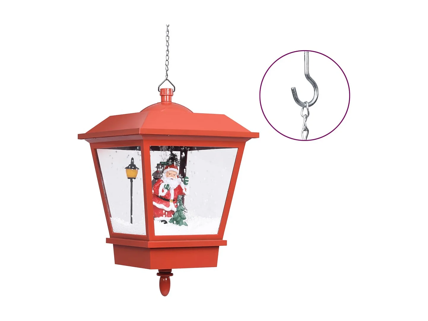 Lampada a sospensione natalizia luce LED Babbo Natale Rosso 27x27x45 cm