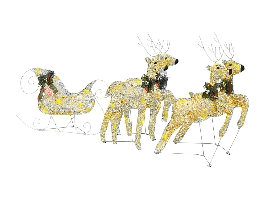Decorazione natalizia Renna con slitta 100 LED da esterno Oro