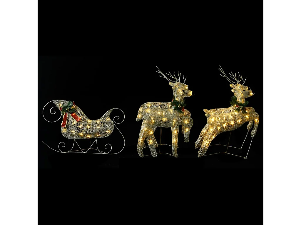 Decorazione natalizia Renna con slitta 100 LED da esterno Oro