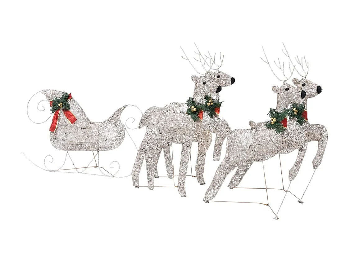 Decorazione natalizia Renna con slitta 100 LED da esterno Oro