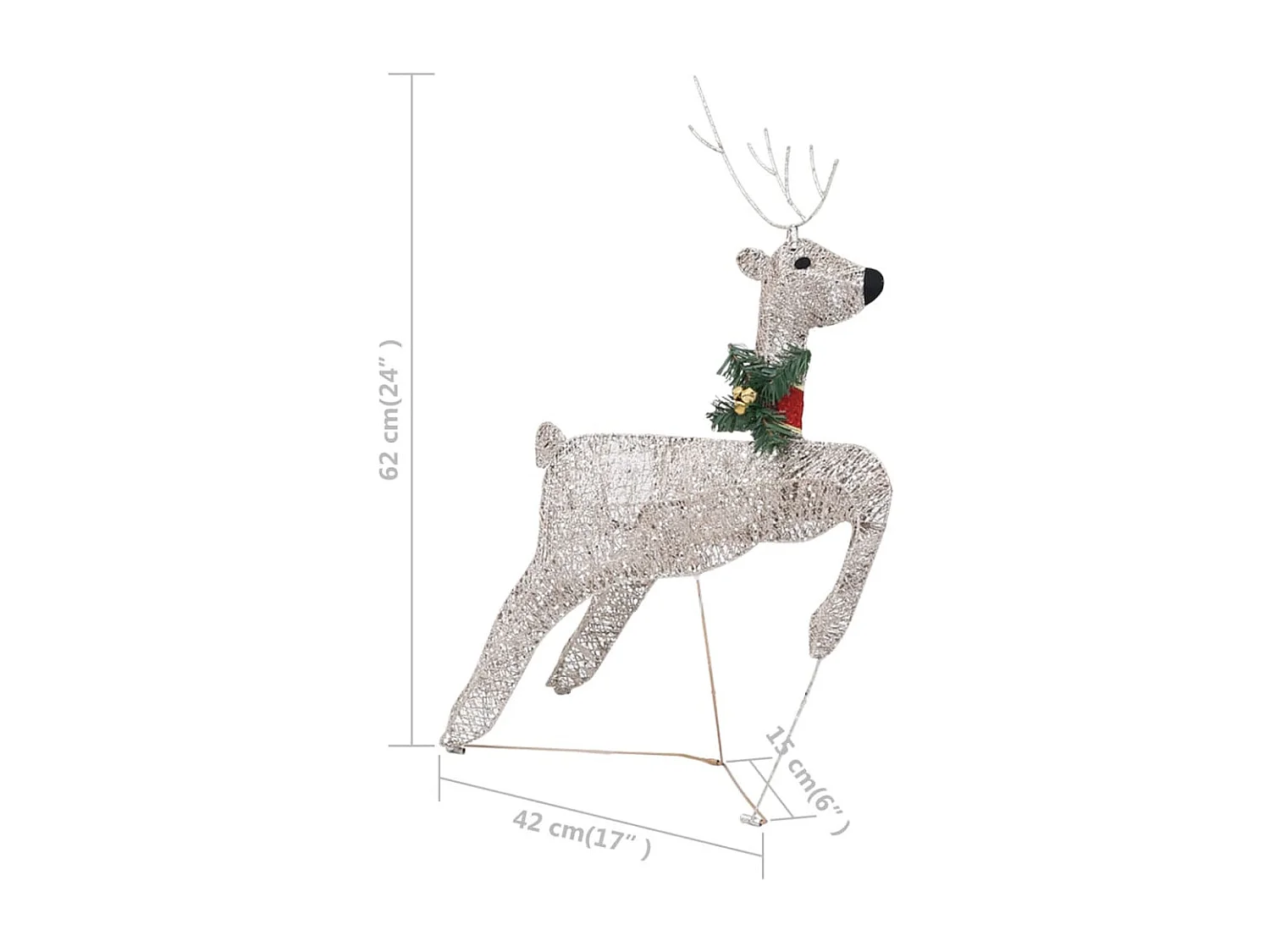 Decorazione natalizia Renna con slitta 100 LED da esterno Oro