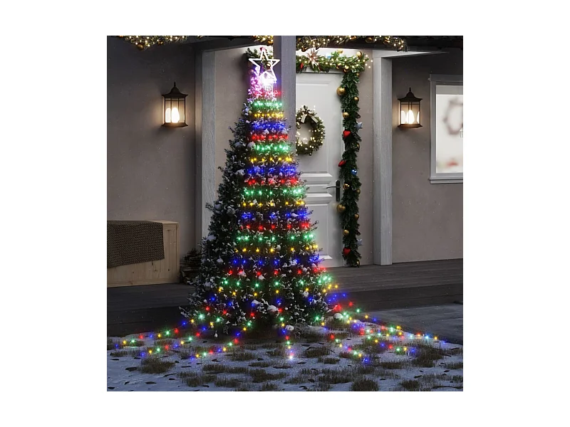 Guirlanda de árvore de natal 320 LEDs coloridos 375 cm