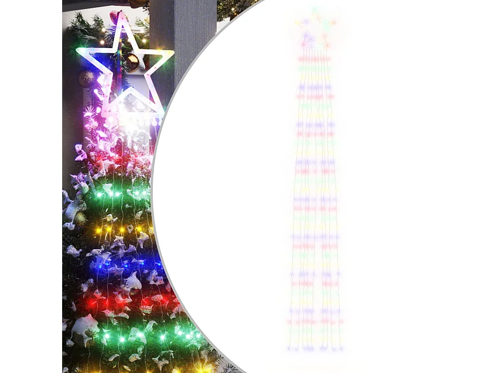 Guirlanda de árvore de natal 320 LEDs coloridos 375 cm