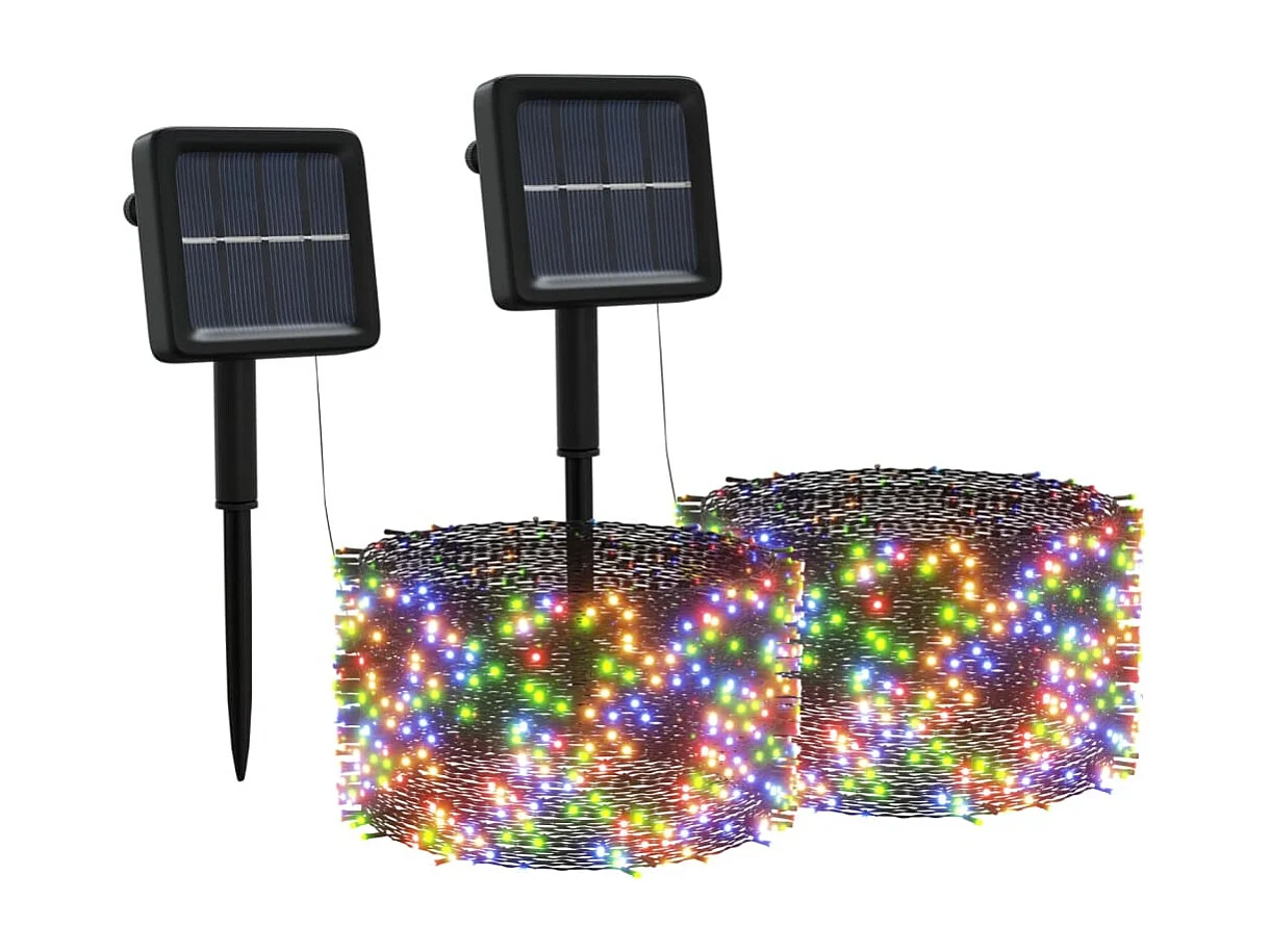 Lampes solaires 2 pcs 2x200 LED Multicolore Intérieur Extérieur