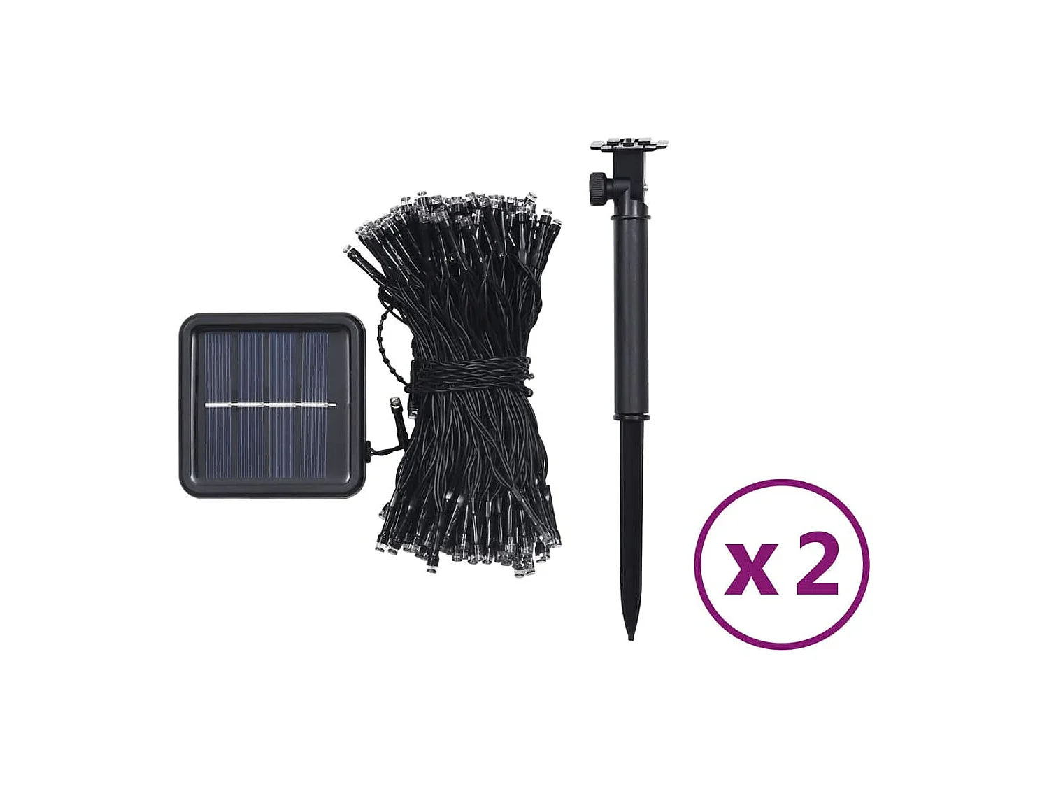 Lampes solaires 2 pcs 2x200 LED Multicolore Intérieur Extérieur