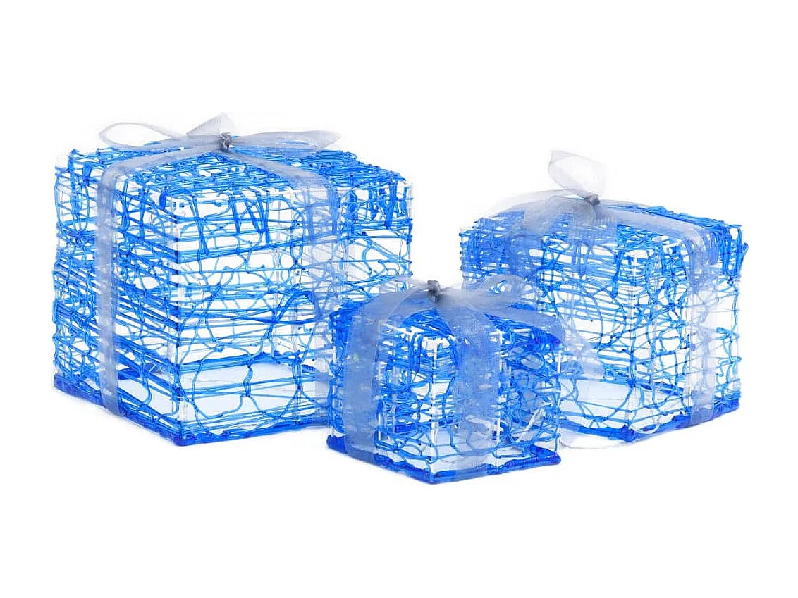 Caixas Decorativas de Natal 3 unidades Acrílico Branco Frio