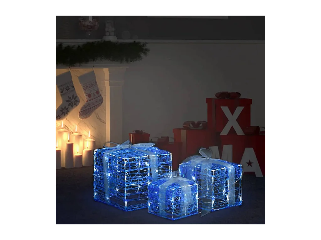 Boîtes-cadeaux de Noël décoratives 3 pcs Acrylique Blanc froid