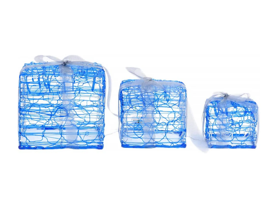 Caixas Decorativas de Natal 3 unidades Acrílico Branco Frio