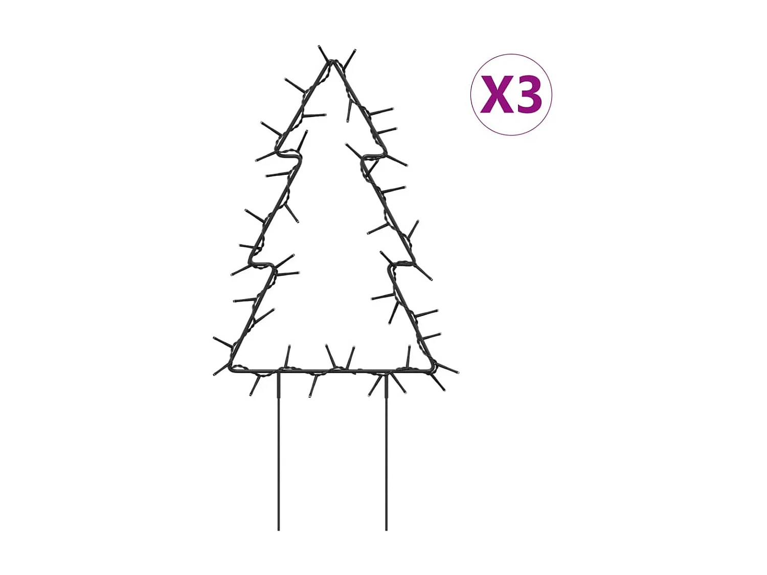 Décoration lumineuse arbre de Noël piquets 3 pcs 50 LED 30 cm