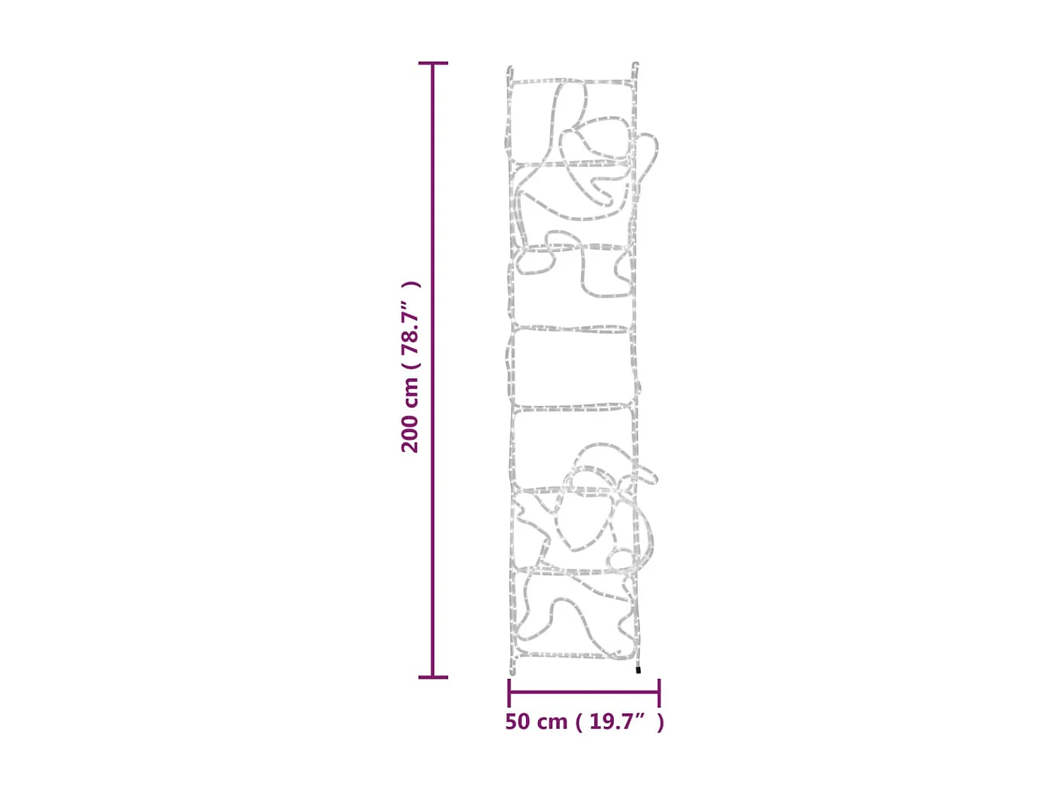 Figurina di Babbo Natale su scala pieghevole con 552 LED 50x200 cm