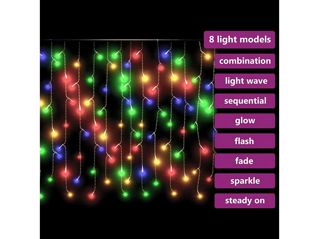Rideau lumineux à glaçons LED 10m 400LED Multicolore 8fonctions