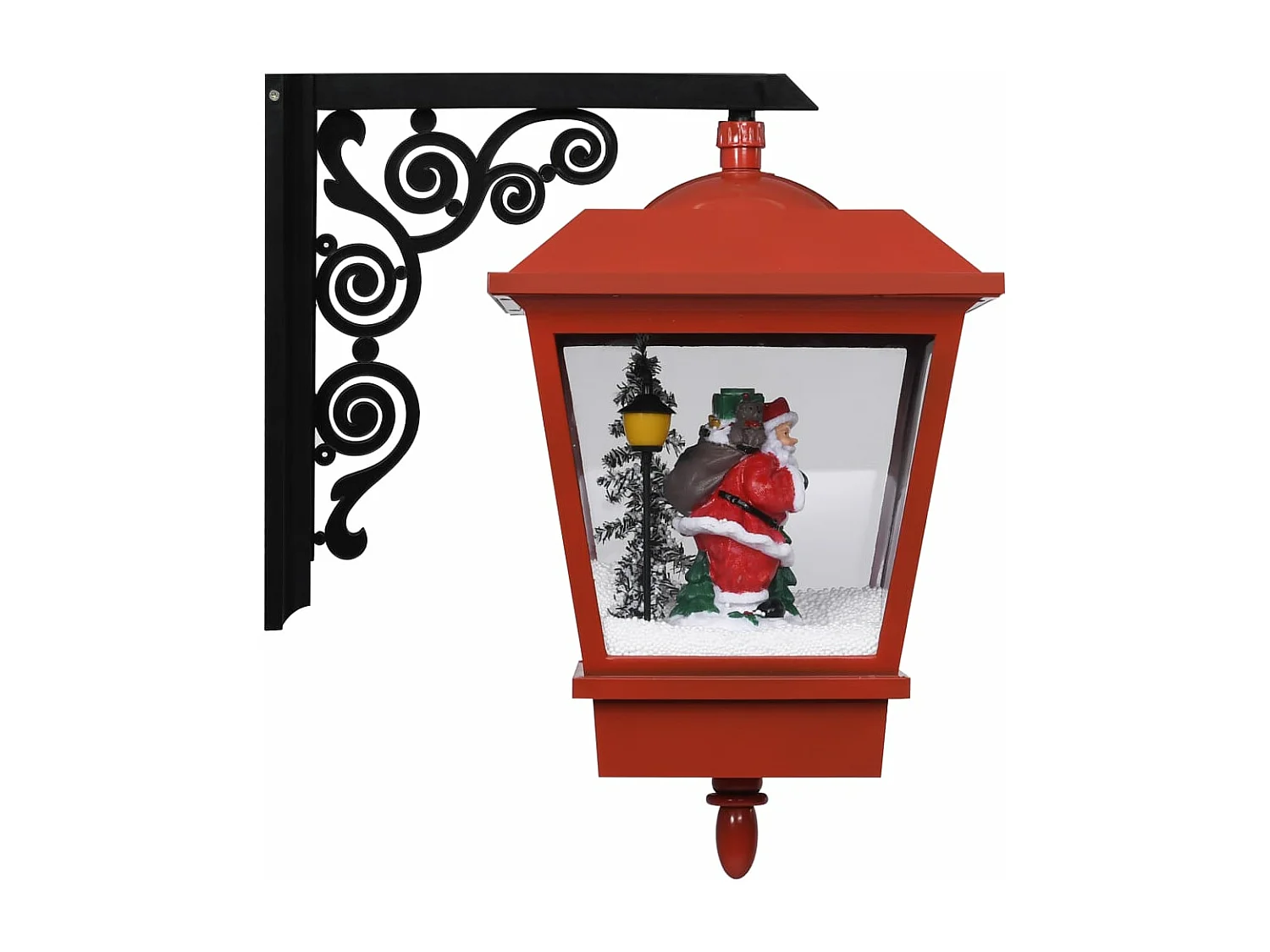 Lampada da parete natalizia luci LED e Babbo Natale Rosso 40x27x45cm