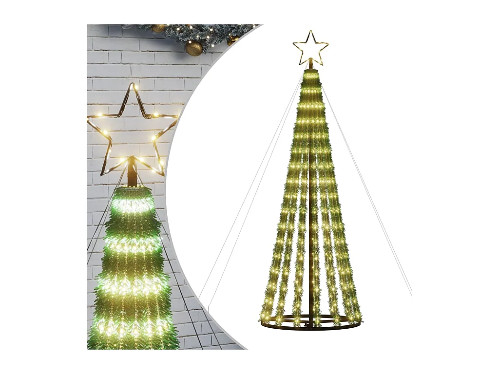 Konischer leuchtender Weihnachtsbaum 275 warmweiße LEDs 180 cm