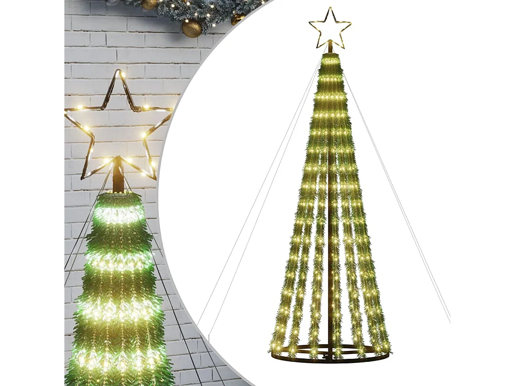 Árbol de Navidad luminoso cónico 275 LED blanco cálido 180 cm