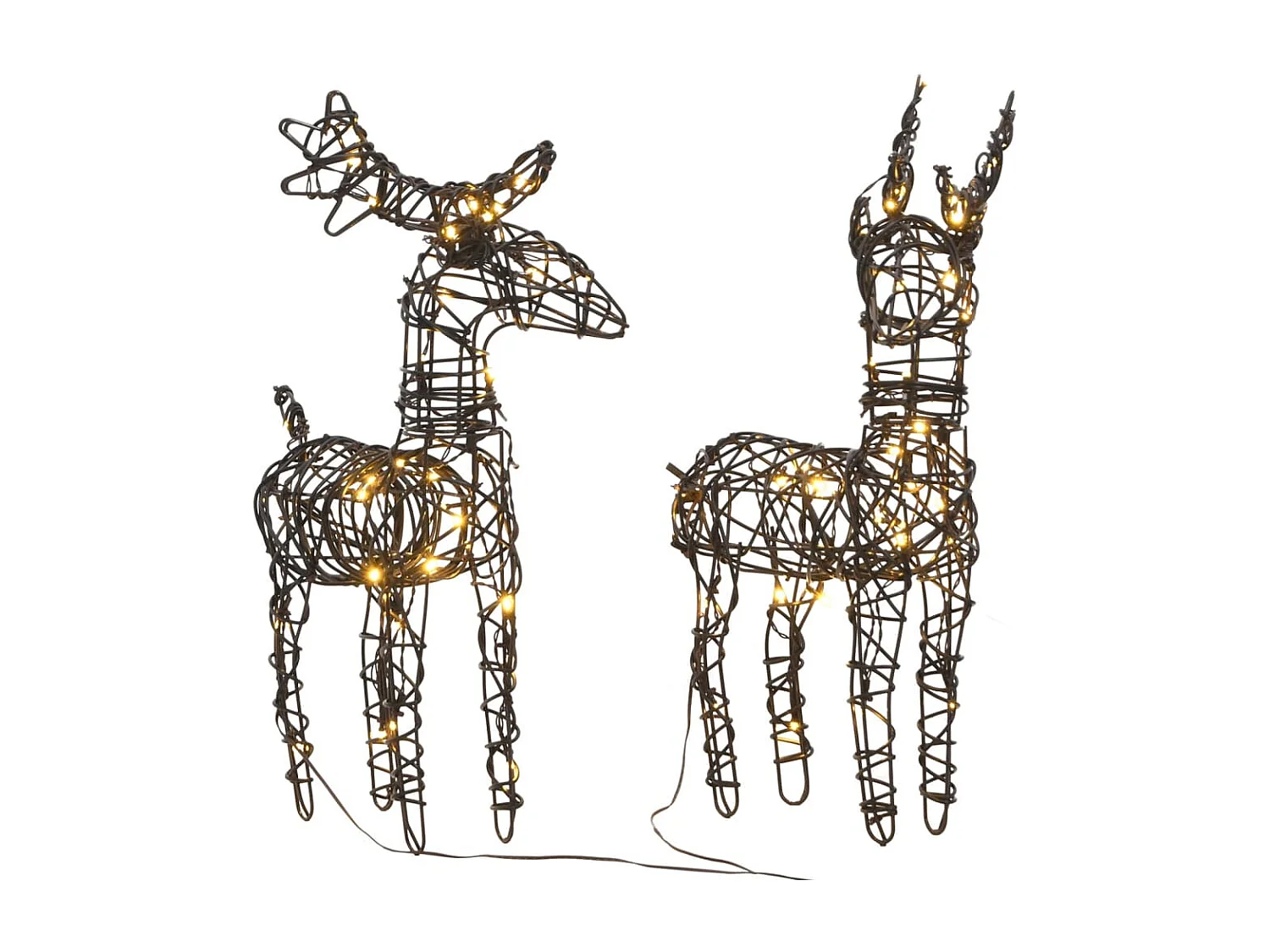 Weihnachtsdekoration 2 Stück Rentier 80 LED warmweißes Rattan