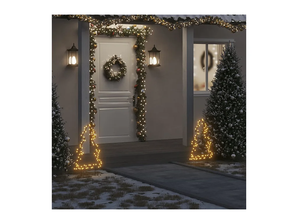 Décoration lumineuse arbre de Noël avec piquets 80 LED 60 cm