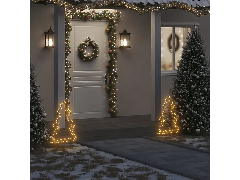 Décoration lumineuse arbre de Noël avec piquets 80 LED 60 cm