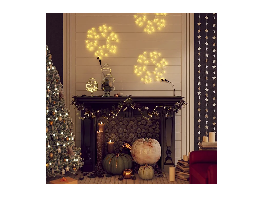 Figure de flocon de neige de Noël et 48 LED Blanc chaud 27x27cm