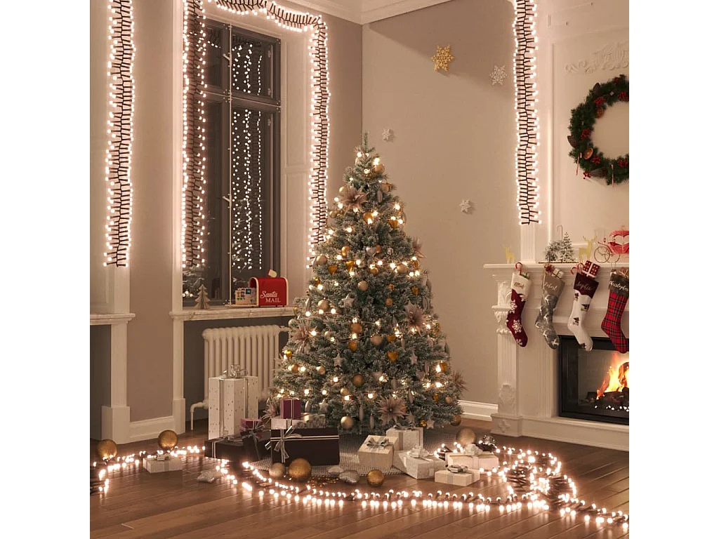 Guirlande lumineuse à LED groupées 400LED Blanc chaud 7,4 m PVC