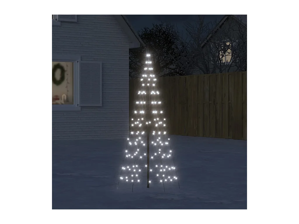 Albero di Natale illuminato su asta portabandiera 200 LED bianchi 180 cm