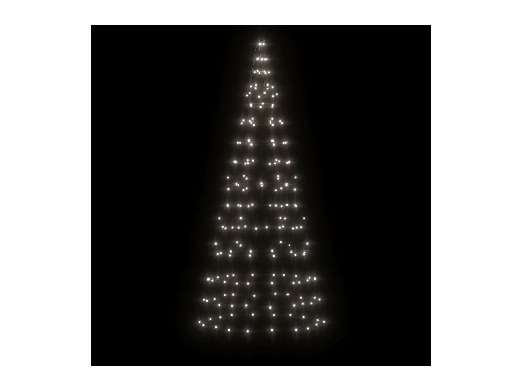 Beleuchteter Weihnachtsbaum am Fahnenmast 200 LED weiß 180 cm