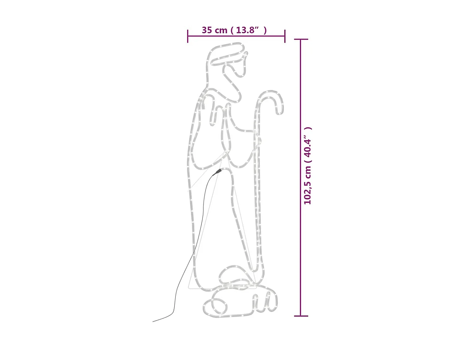 Statuina natalizia pastore e agnello con 168 LED 102,5x35 cm