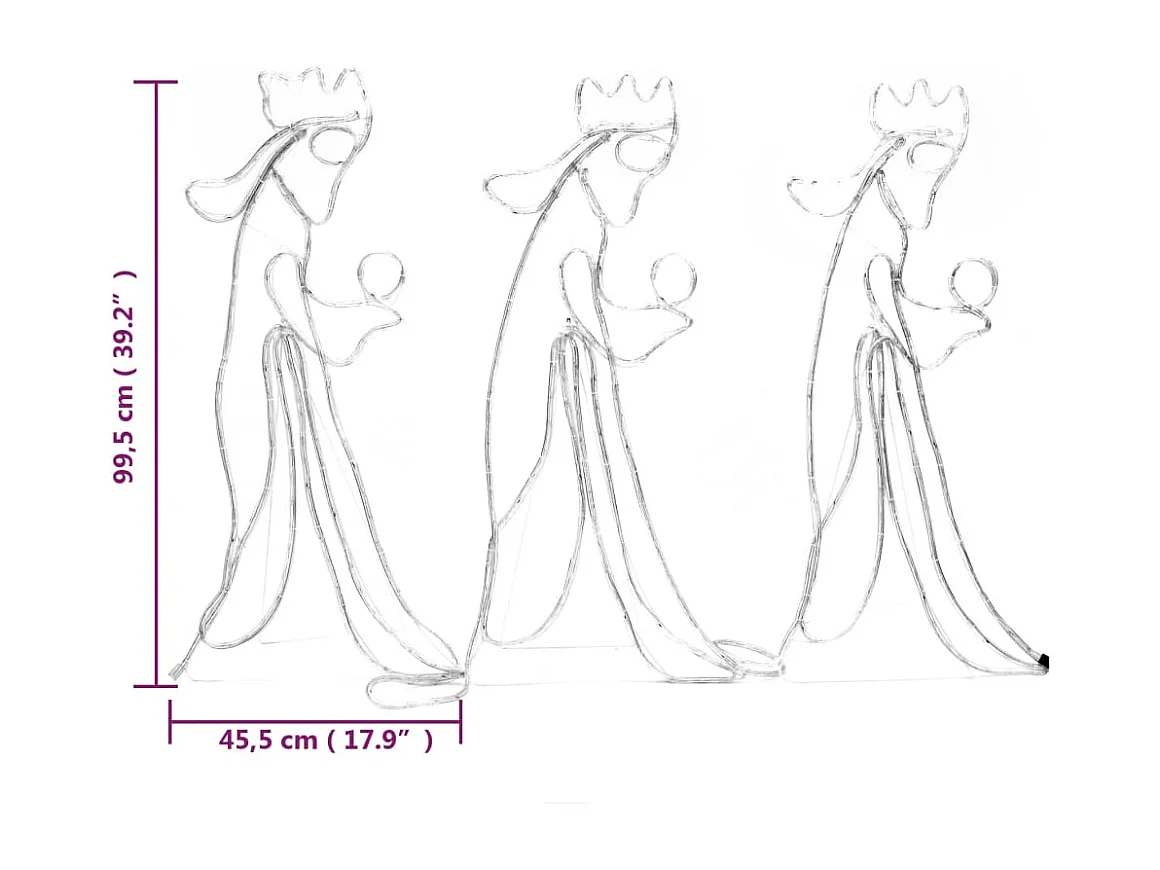 Figura navideña de reyes magos con 504 LEDs 99,5x45,5 cm