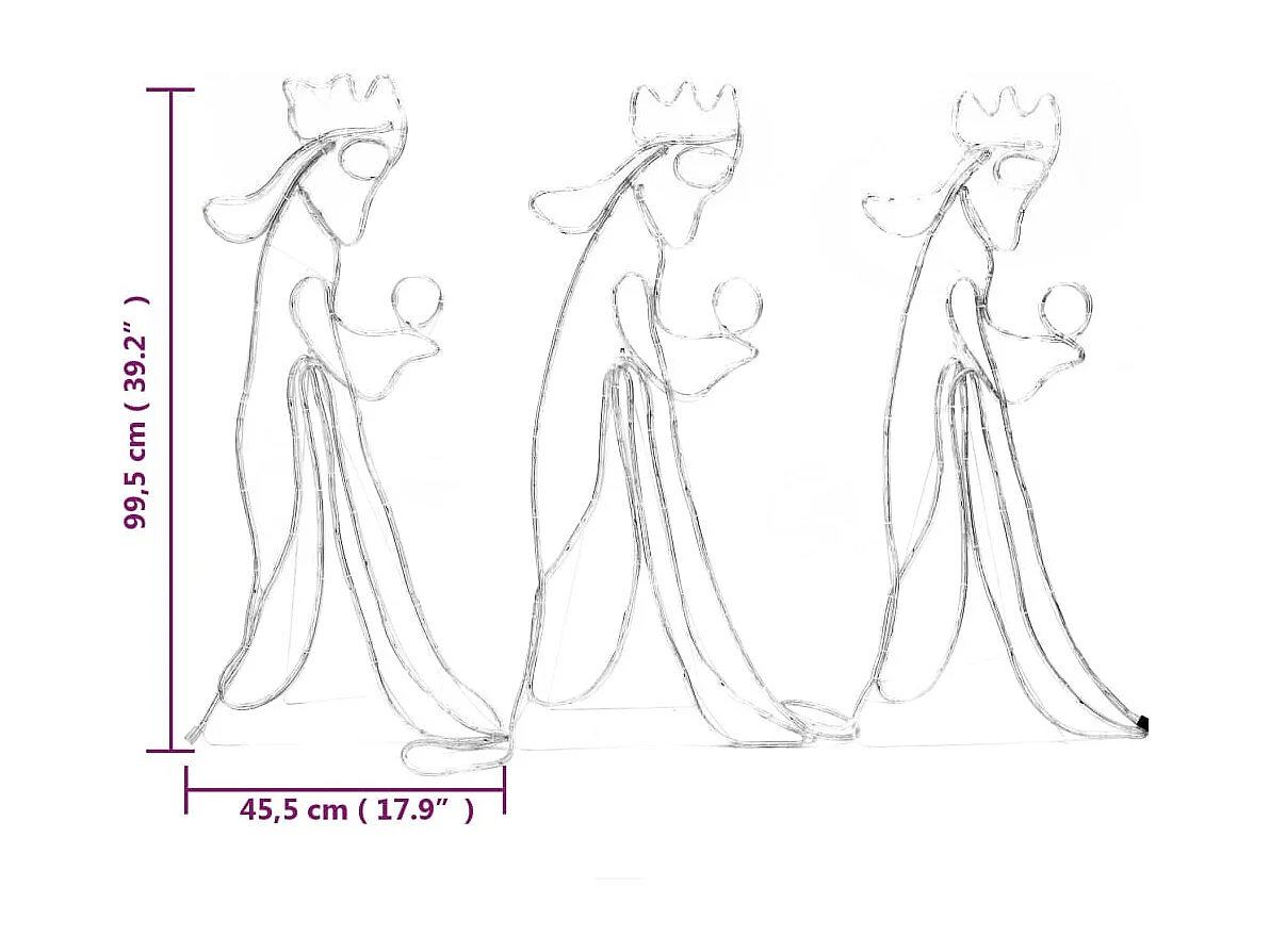 Figura navideña de reyes magos con 504 LEDs 99,5x45,5 cm