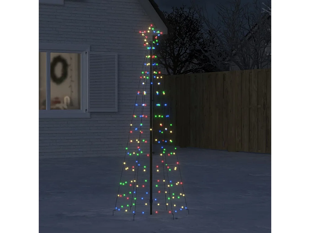 Arbre de Noël lumineux avec piquets 220 LED coloré 180 cm