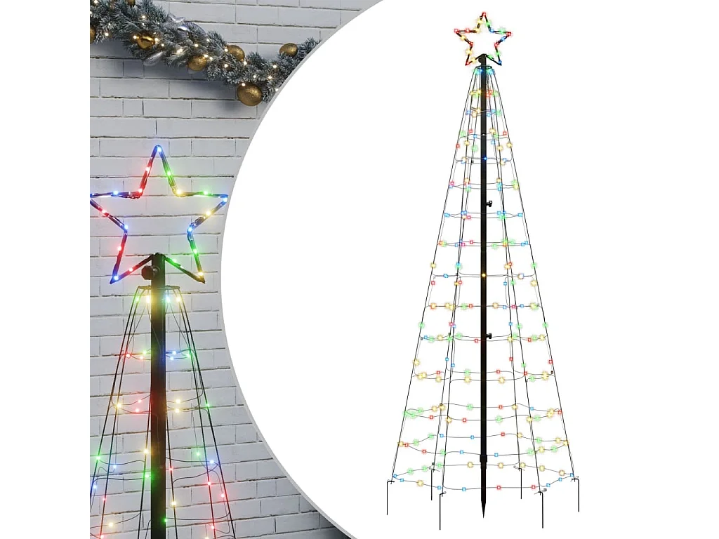 Arbre de Noël lumineux avec piquets 220 LED coloré 180 cm